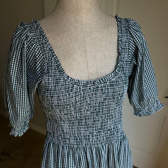 Hill House The Louisa Emerald Green Gingham Nap Dress - Picture 3 of 8